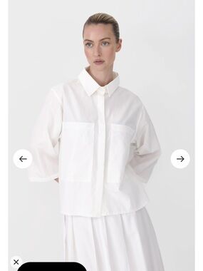 Recollections White Oversized Cotton Button-Up Blouse